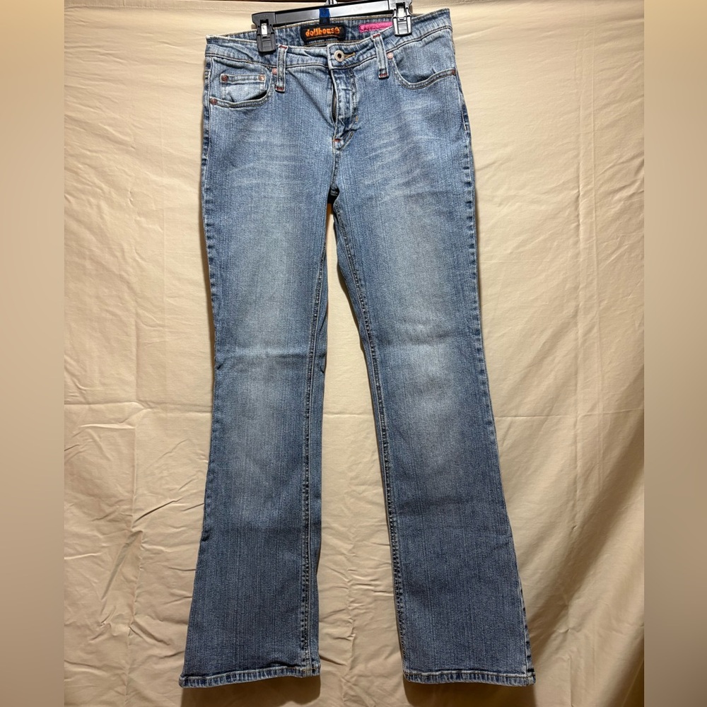 dollhouse Bootcut Jeans Medium Wash Size 11 Embroidered Button VINTAGE Denim